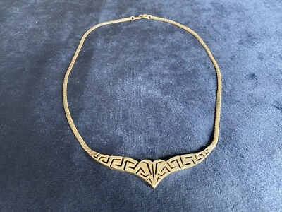 £28 • Buy Greek Design Silver 925 Necklace Choker Geometric Design Signed Vintage