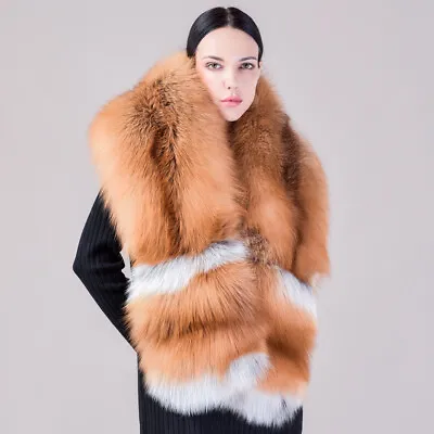 Luxury Women Winter Genuine Whole Fox Fur Wraps Scarves Thick Neck Warmer Shawl • $209.69