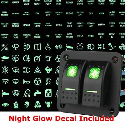 Green LED 2 Gang ON-OFF Toggle Switch Panel 2 USB 12V Car Boat Marine RV Truck • $13.95