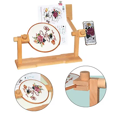 Desktop Embroidery Lap Stand Cross Stitch Rack Wood Frame Needlework Adjustable • $34