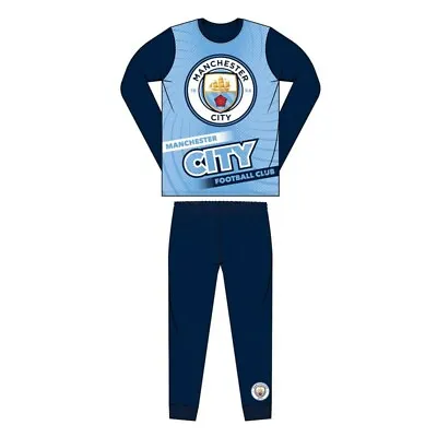 Boys Manchester City Football Pyjamas Nightwear Kids 2 To 12 Years Man City Blue • £9.99