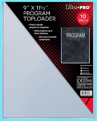 10 ULTRA PRO 9x11.5 PROGRAM 10MM TOPLOADERS NEW Photo Collectible Rigid Magazine • $64.79