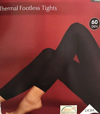 £4.99 • Buy Jolinesse Thermal Footless Tights Black Size 18-20 44/46 60 Denier Thermal