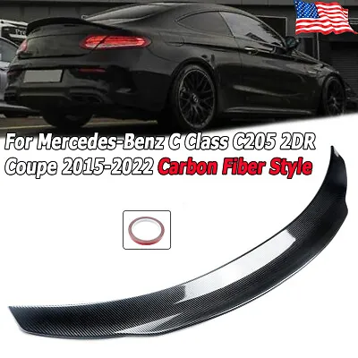 For Mercedes C205 Coupe C200 C300 C43 C63 AMG S Carbon Fiber Style Trunk Spoiler • $85.99