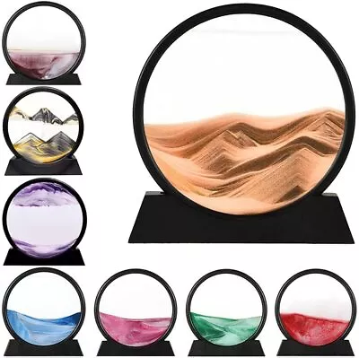 3D Moving Sand Art Picture Round Glass Deep Sea Sandscape In Motion Display Gift • £7.95