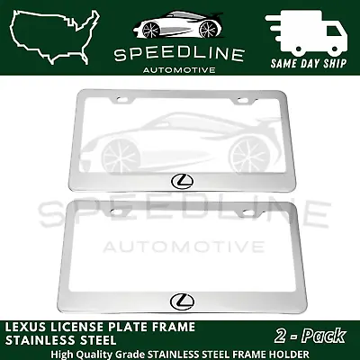 X2 Lexus Logo Chrome Stainless Steel License Plate Frame Holder Metal USA Seller • $22.99
