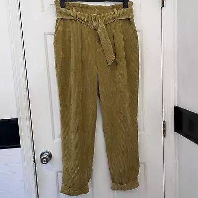 Vintage Wild Fable Pants High Waist Belted Golden Tan Ankle Corduroys Sz 14 NWT • $19.99