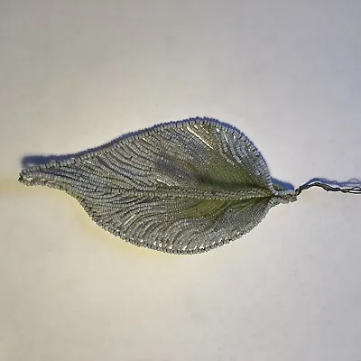 Hand Wired Glass Seed Bead Leaf Embellishment   - French Vintage • £15