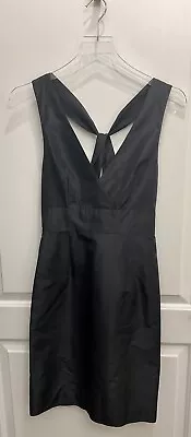 J Crew Alisanne V-Neck Silk Taffeta Dress Black - Excellent Condition - Size 4 • $24.99