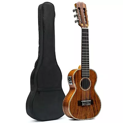 28  Concert Mini Acoustic Guitalele With EQ Handcraft Acacia Wood W/Sponge Bag • $199