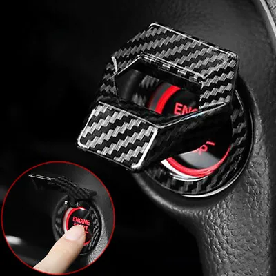 Carbon Fiber Engine Start Stop Push Button Switch Cover Metal Car Accessories • $7.39