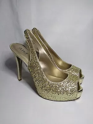 A.n.a. A New Approach Women Gold Glittery Heels Size 9 M New!!  • $14.99