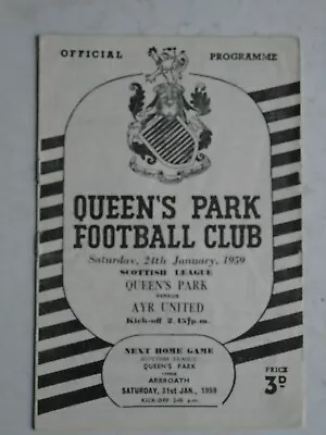 Queens Park V Ayr United 1958/59 Division 2 • £4