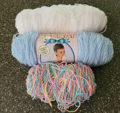 Lot Of Vintage Baby Yarn 3 Full To Partial Skeins - More Than 14 Oz Total • $14.99