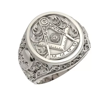 Masonic Skull Ring Sterling Silver 925 Freemasonry Eagle New Handmade Biker Gift • $136.08