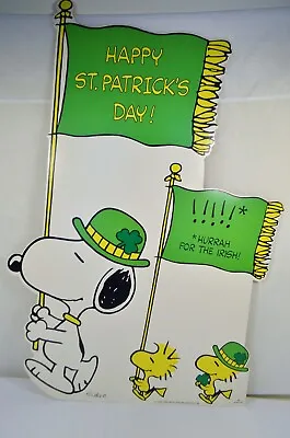 Vintage Peanuts Snoopy Large 26  Happy St. Patrick's Day! Die Cut Poster 1965 • $69.99