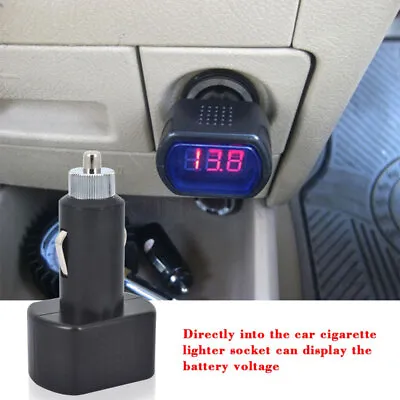 LED Auto Car Van 12V/ 24V Battery Volt Voltage Meter Monitor Gauge Cigar Lighter • £6.45