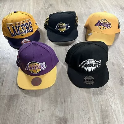 Los Angeles Lakers Hat Snapback NEW NBA Purple Yellow Black Lot Of 5 Caps • $60