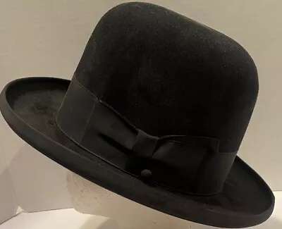 Vintage 50s The Mallory Ten Black Pliafelt Fedora Hat Size 7 Excellent Condition • $99.99