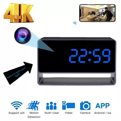 WiFi Alarm Clock Camera Night Vision HD 1080P Motion Sensor Security Nanny Cam • $58.47