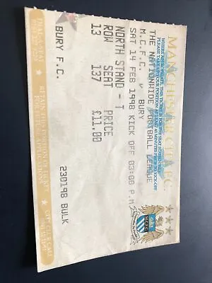 Manchester City V Bury  League 14th Feb 1998…Match  Ticket • £1