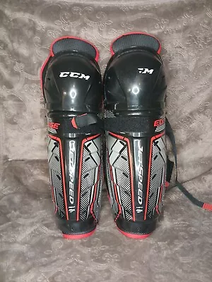 CCM Edge Shin Guards Senior  14  36 Cm Red And Black Used • $35