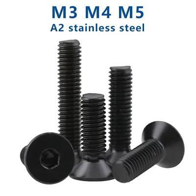 £1.67 • Buy M3 M4 M5 Countersunk Bolt Csk Allen Key Socket Screws A2 Stainless Steel Black