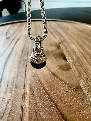 David Yurman 14K Gold & Onyx Acorn Pendant Enhancer Set In Sterling • $400