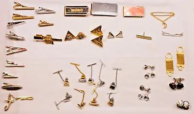 Lot Cuff Links Money Clips Tie Clips Tie Bars Collar Tabs Cuff Link Chains A11 • $20
