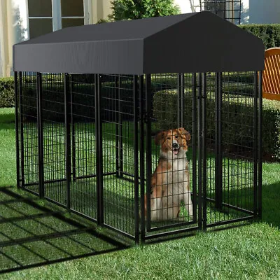 XXL-Large Outdoor Dog Kennel Pet House Enclosure Run Cage Galvanized Steel Fence • £239.91
