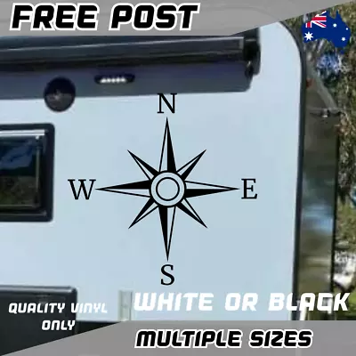 Compass Sticker Decal Caravan Car Adventure Await Mountains Camping Star Explore • $6.50