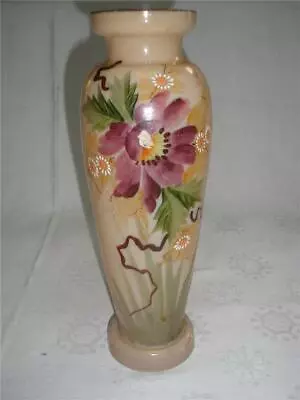 Retro Vintage Antique Victorian Bristol Opaque Glass Vase Hand Painted • $40