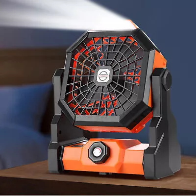 Portable Camping Fan With LED Light USB Rechargeable Outdoor Tent Lamp Lantern • $45.59