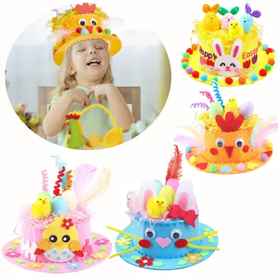 Children DIY Easter Non Woven Fabric Hat Kit Bunny Egg Material Kit Handmade Cap • $19.99