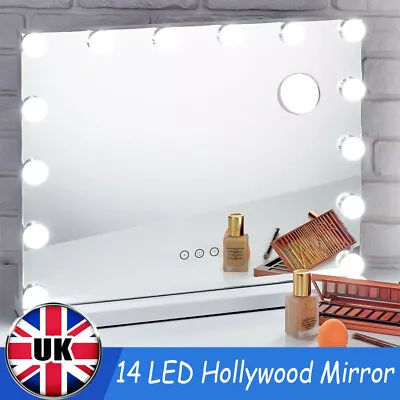 Large Hollywood Mirror Vanity Make Up Mirror With 14 LED Dressing Table Mirror • £47.90