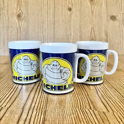 3 VTG 1979 MICHELIN MAN Insulated Thermo-Serv Plastic Coffee Mug 10oz Tire Promo • $19.99