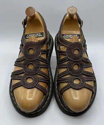 DR MARTENS Mens UK 8 Sandals Leather Fisherman Gladiator Chunky Brown VGC RARE • £69.95