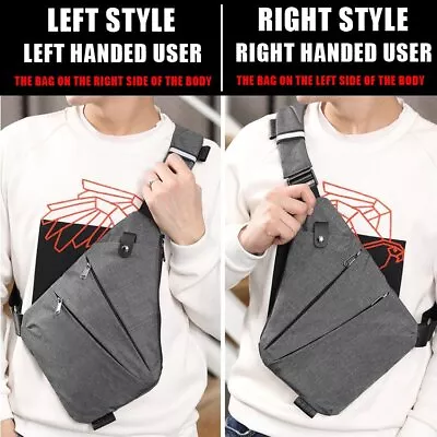 Men's Travel Sling Canvas Chest Pack Crossbody Anti Theft Shoulder Bag • $8.04