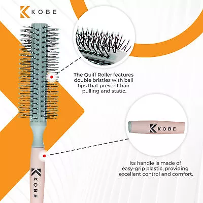 Kobe Pro QUIFF COLOUR Hairbrush Barber Hairdressing Stylist Curls Curling Radial • £6.99