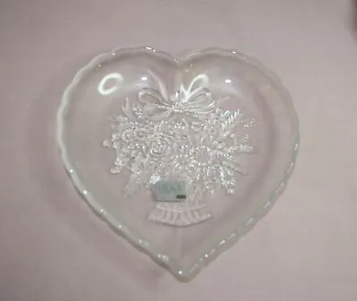 Mikasa  Crystal  Heart Shaped Plate 6 3/4  Endearment Pattern Japan • $10.89