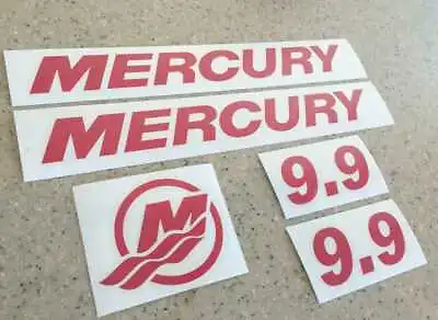 Mercury Vintage 9.9 HP Outboard Motor Decal Kit RED FREE SHIP + FREE Fish Decal! • $14