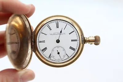 £0.99 • Buy C Antique American Waltham Watch Gold Plated Full Hunter Top Wind Pocket Watch