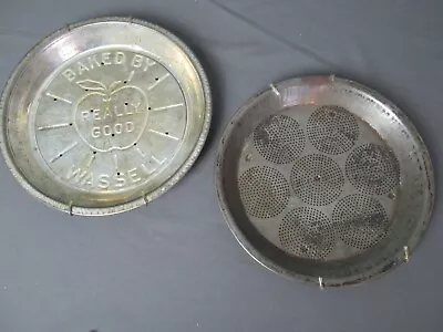 Vintage 2 Tin Pie Plates - To Hang Deco Only - 1 By Wassell - Primitive - H3 Pp • $12.93