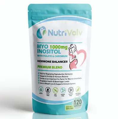 Myo Inositol 1000mg With Folate & Chromium - 120 - Hormone Balancer PCOS Support • £14.99