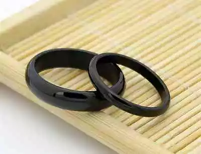 Titanium Steel Steel Simple Black Rings Design Promise Love Couple Rings 1 Pairs • $12.99