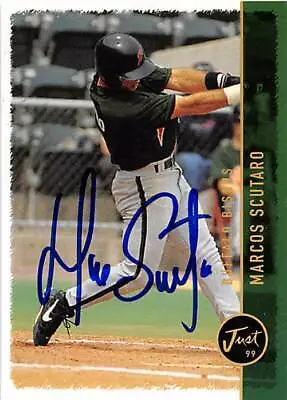 Marcos Scutaro Autographed Baseball Card Cleveland Indians 1999 Just Minors #230 • $16