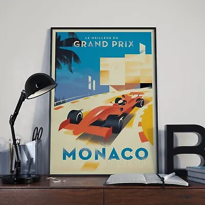 Vintage Art Deco Monaco F1 Racing Travel Grand Prix Print Poster Picture A3 A4 • £9.88