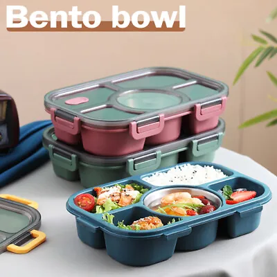 $19.99 • Buy 5 Compartment Microwave Bento Warm Lunch Box Picnic Food Container With Bowl