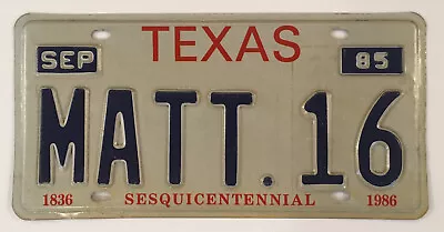 Vanity MATT 16 MATTHEW 2016 License Plate Matt Mathew Mateo Matthews Mathias Mat • $79.99