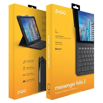 $12.60 • Buy ZAGG Messenger Folio Keyboard Case For Apple IPad 10.2 / Air 3 / Pro 10.5 - Blk